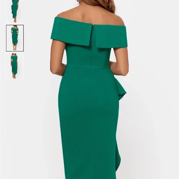 Betsy and Adam off the shoulder new with tags green size 14 dress - Picture 2 of 10